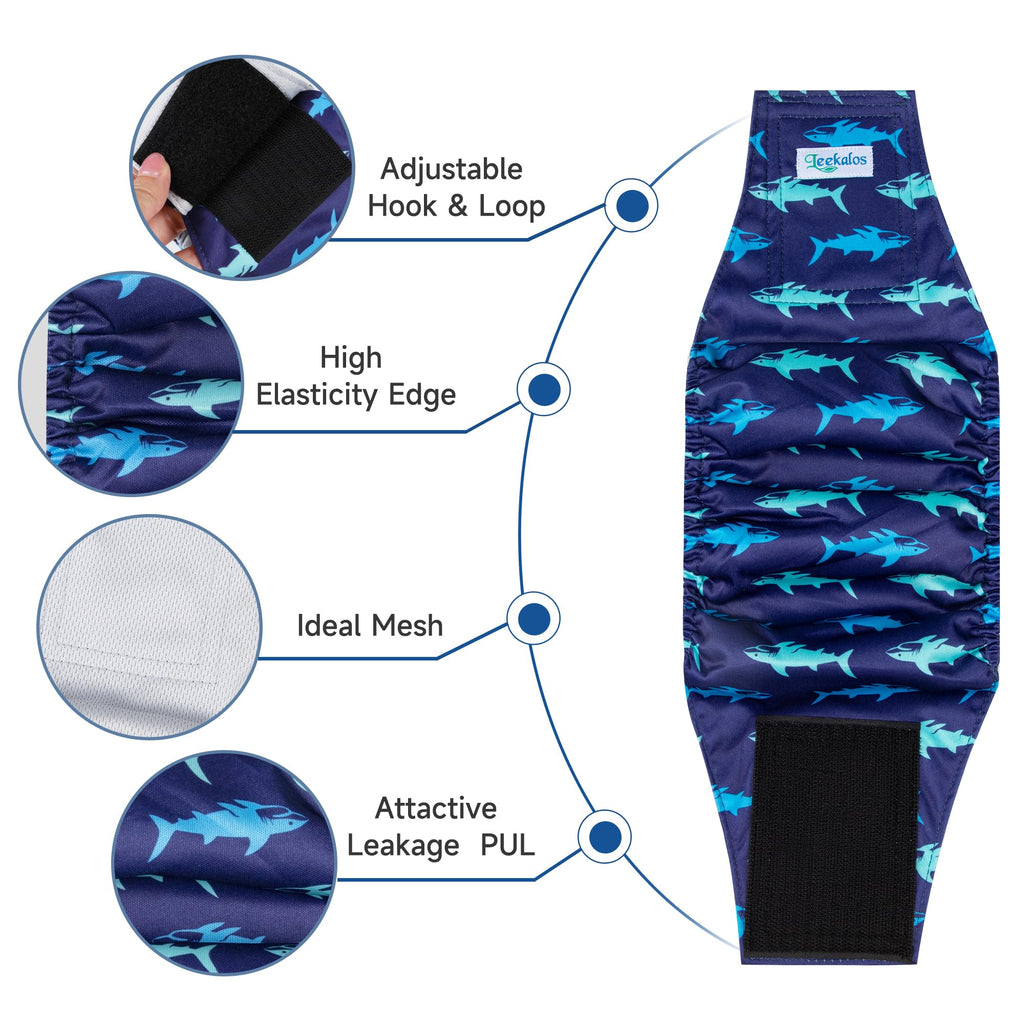 Leekalos Washable Male Dog Diapers – 5 Pack Medium Belly Bands for Dogs, Leak-Proof & Absorbent