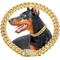 LEIFIDE Gold Dog Chain Collar – 20mm Wide, 22 Inch, Zinc Alloy with Zirconia Diamonds for Medium Large Dogs