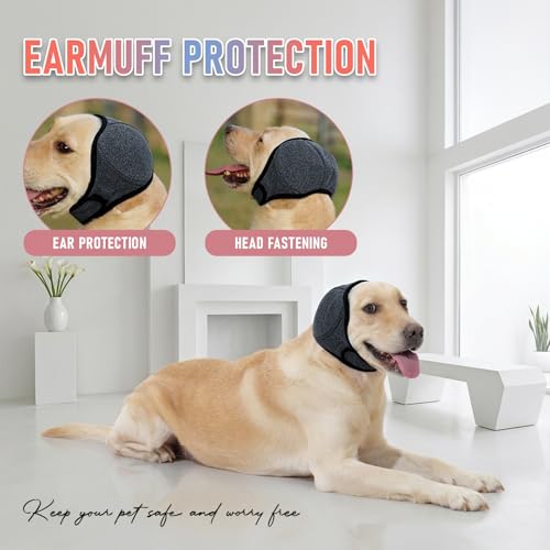 Leotrag Dog Ear Wrap Snood - Noise Protection & Calming Hoodie for Anxiety, Grooming, Hematoma (L, Pearl Gray)