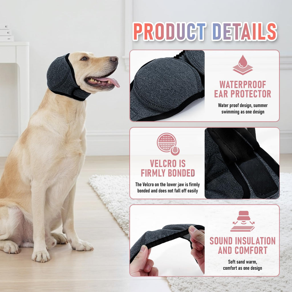 Leotrag Dog Ear Wrap Snood - Noise Protection & Calming Hoodie for Anxiety, Grooming, Hematoma (L, Pearl Gray)
