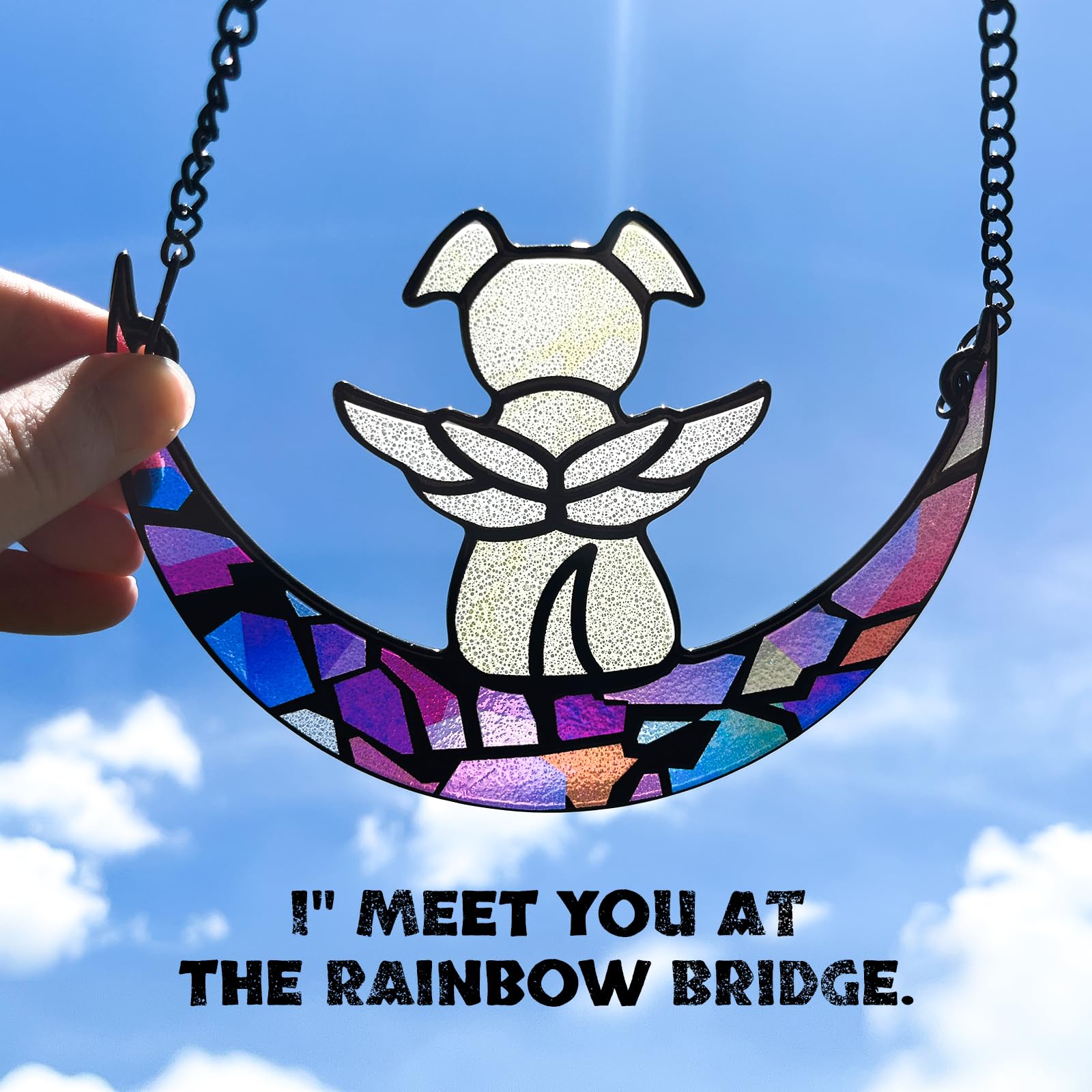 Leotrag Stained Glass Angel Dog Memorial Window Hanging - Handmade Pet Sympathy Gift