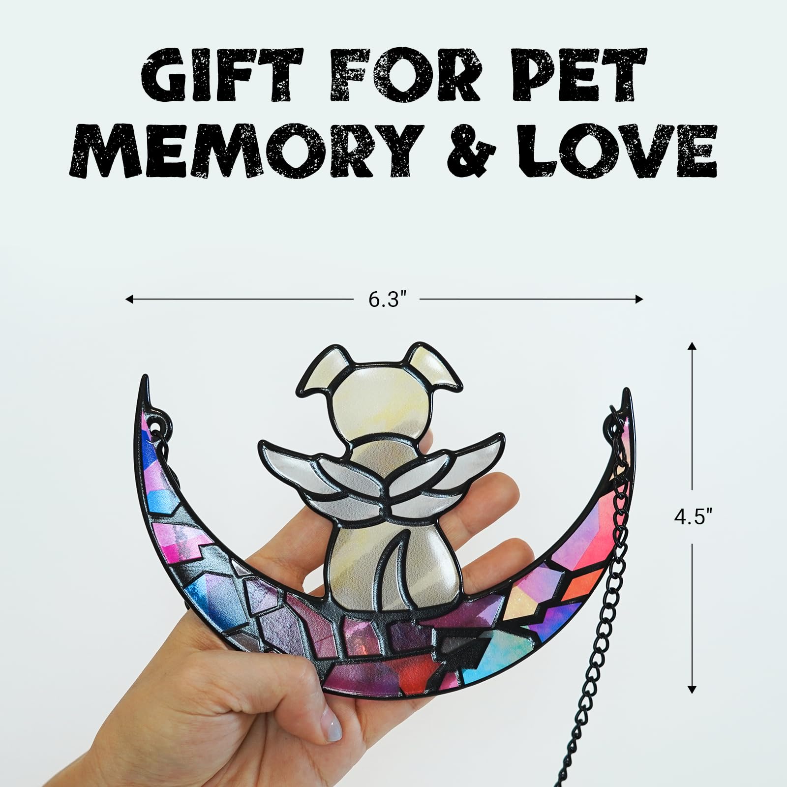 Leotrag Stained Glass Angel Dog Memorial Window Hanging - Handmade Pet Sympathy Gift