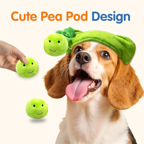 Lepawit Hide and Seek Dog Toys - Interactive Plush Puzzle with Squeaky Pea Balls (Pack of 3) for Small Medium Dogs