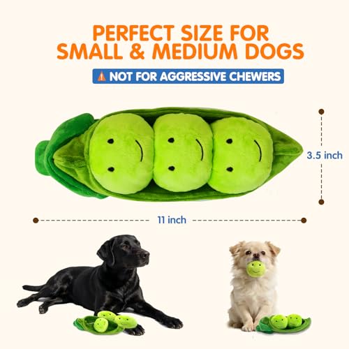 Lepawit Hide and Seek Dog Toys - Interactive Plush Puzzle with Squeaky Pea Balls (Pack of 3) for Small Medium Dogs