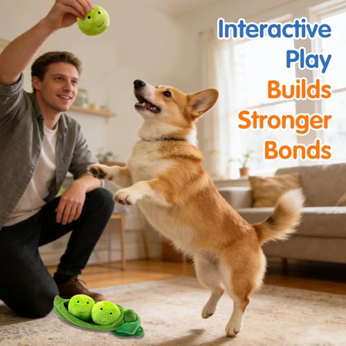 Lepawit Hide and Seek Dog Toys - Interactive Plush Puzzle with Squeaky Pea Balls (Pack of 3) for Small Medium Dogs