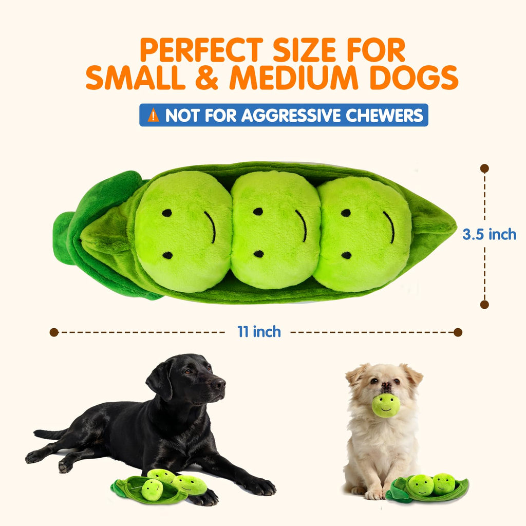 Lepawit Hide and Seek Dog Toys - Interactive Plush Puzzle with Squeaky Pea Balls (Pack of 3) for Small Medium Dogs