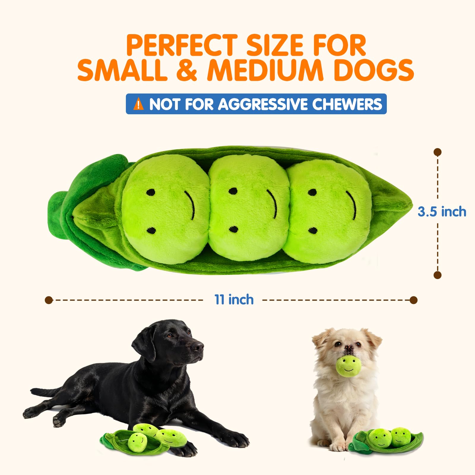 Lepawit Hide and Seek Dog Toys - Interactive Plush Puzzle with Squeaky Pea Balls (Pack of 3) for Small Medium Dogs