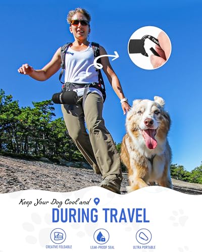 lesotc Dog Water Bottle 28oz - Portable Water Dispenser with Foldable Bowl, Leak-Proof, BPA-Free Plastic for Travel Hiking Camping