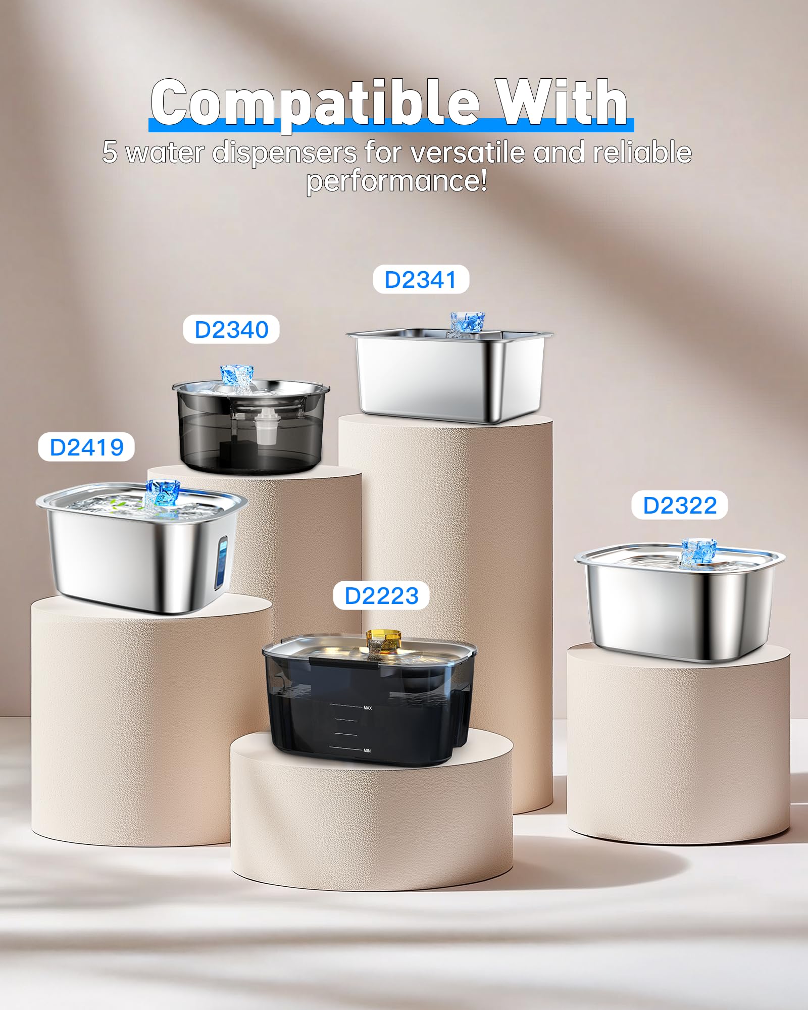 Lesotc Replacement Filter Cartridges, 4-Pack for Dog Water Fountain – 7-Layer Filtration