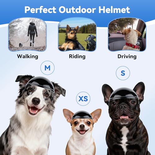 LESYPET Large Dog Motorcycle Helmet - ABS Adjustable Helmet with Ear Holes for Outdoor Riding (Black, L)