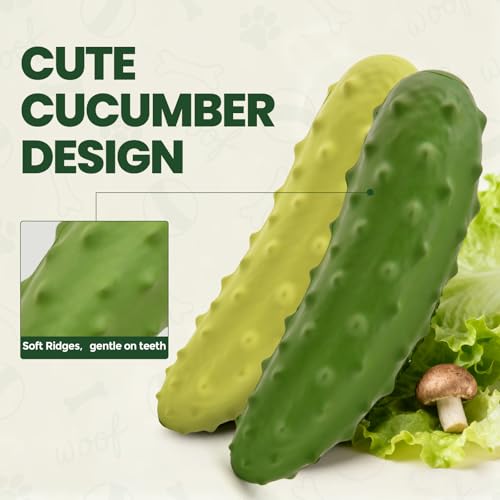 LIFLIX Tough Squeaky Dog Toy - Durable Natural Rubber Chew Toy for Medium Large Breeds, Cucumber Pickle Shape