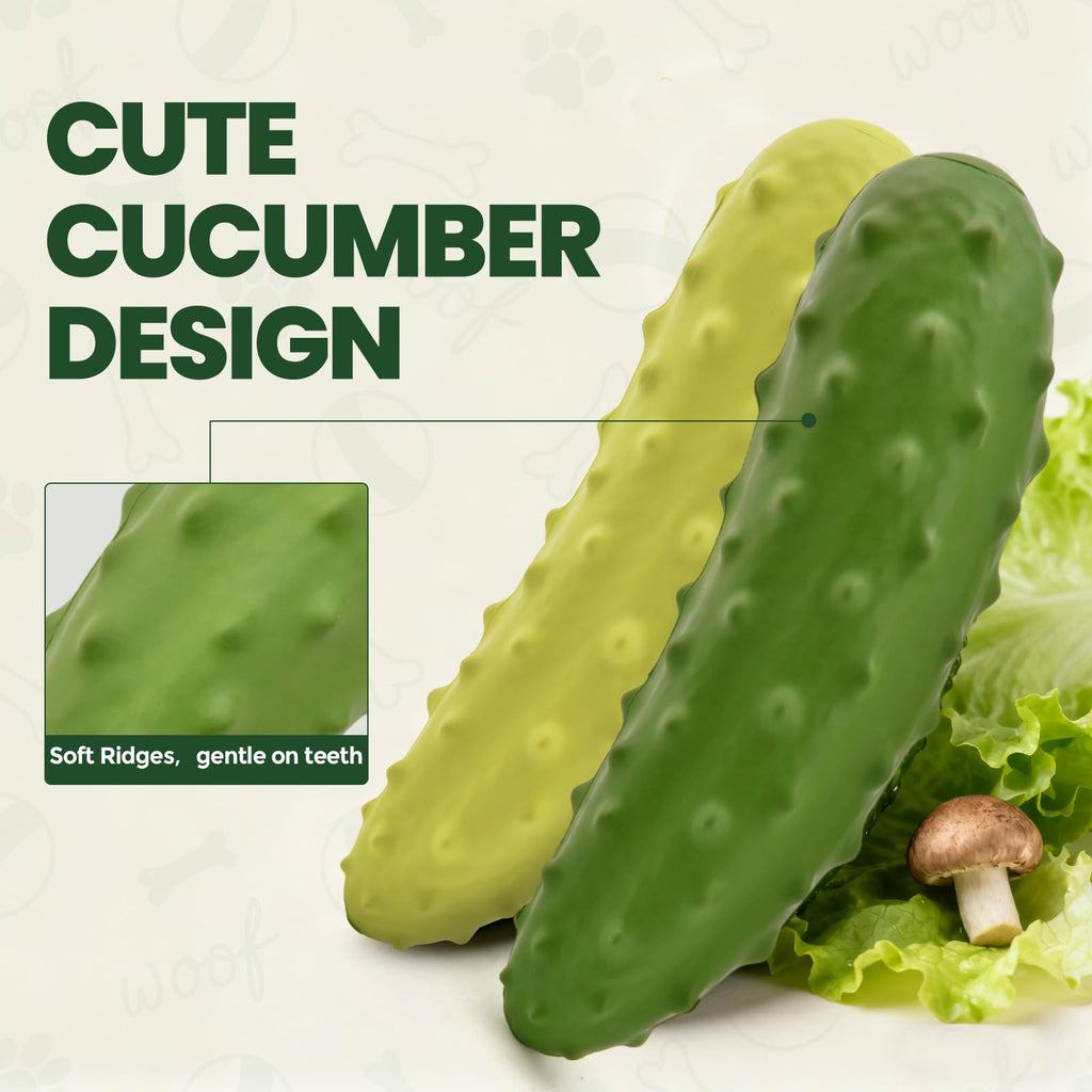LIFLIX Tough Squeaky Dog Toy - Durable Natural Rubber Chew Toy for Medium Large Breeds, Cucumber Pickle Shape