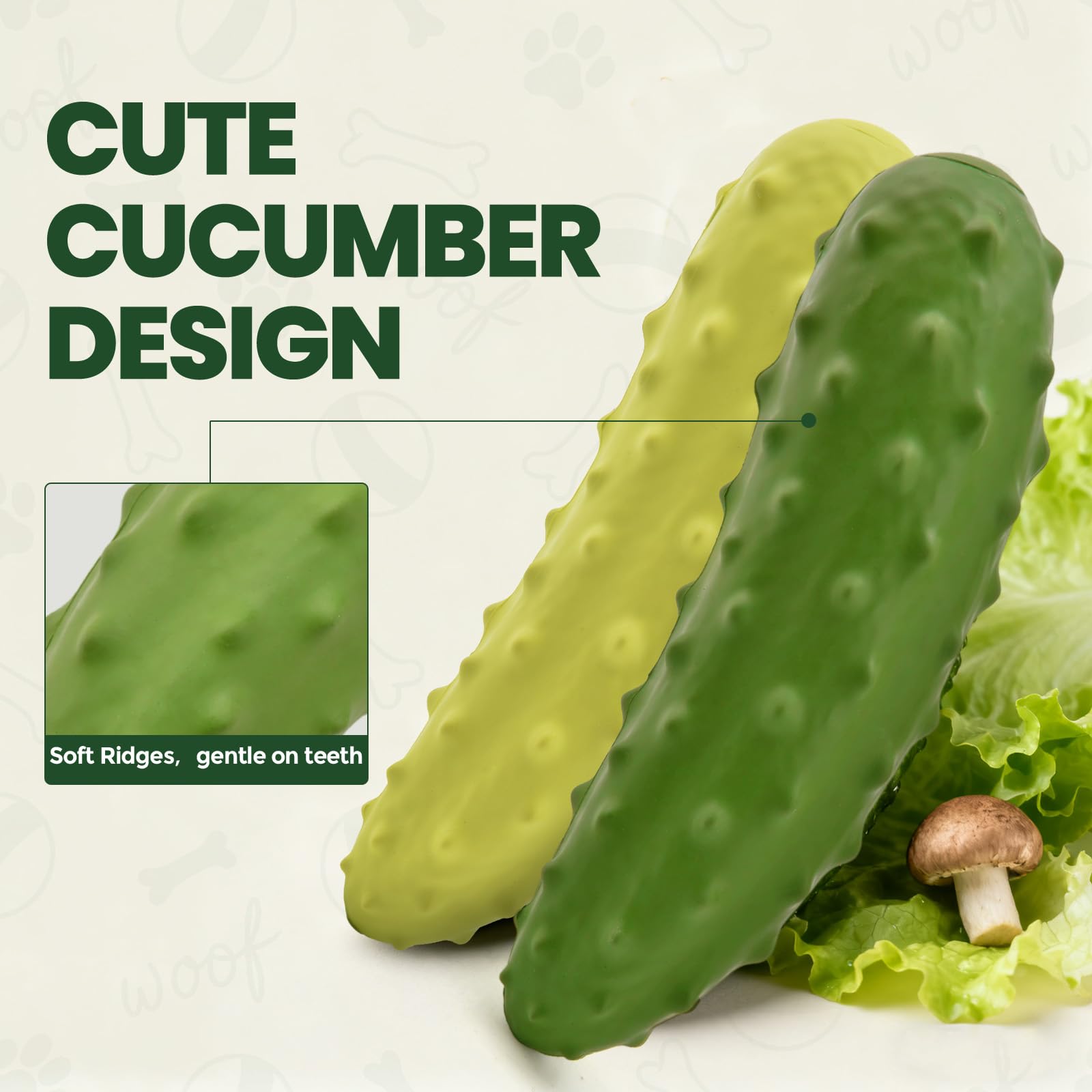 LIFLIX Tough Squeaky Dog Toy - Durable Natural Rubber Chew Toy for Medium Large Breeds, Cucumber Pickle Shape