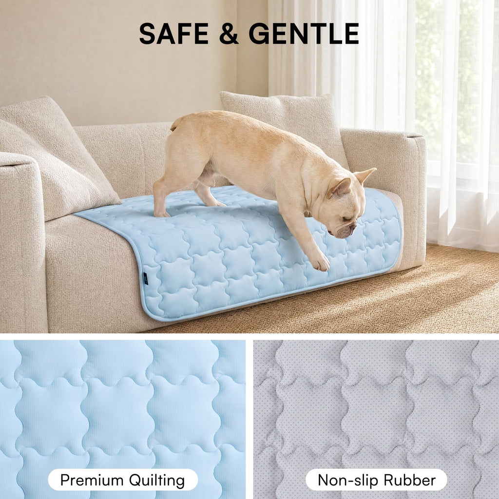 LINENLUX Dog Cooling Mat 20x30 Inches Blue - Self-Cooling, Non-Slip, Washable Pet Bed