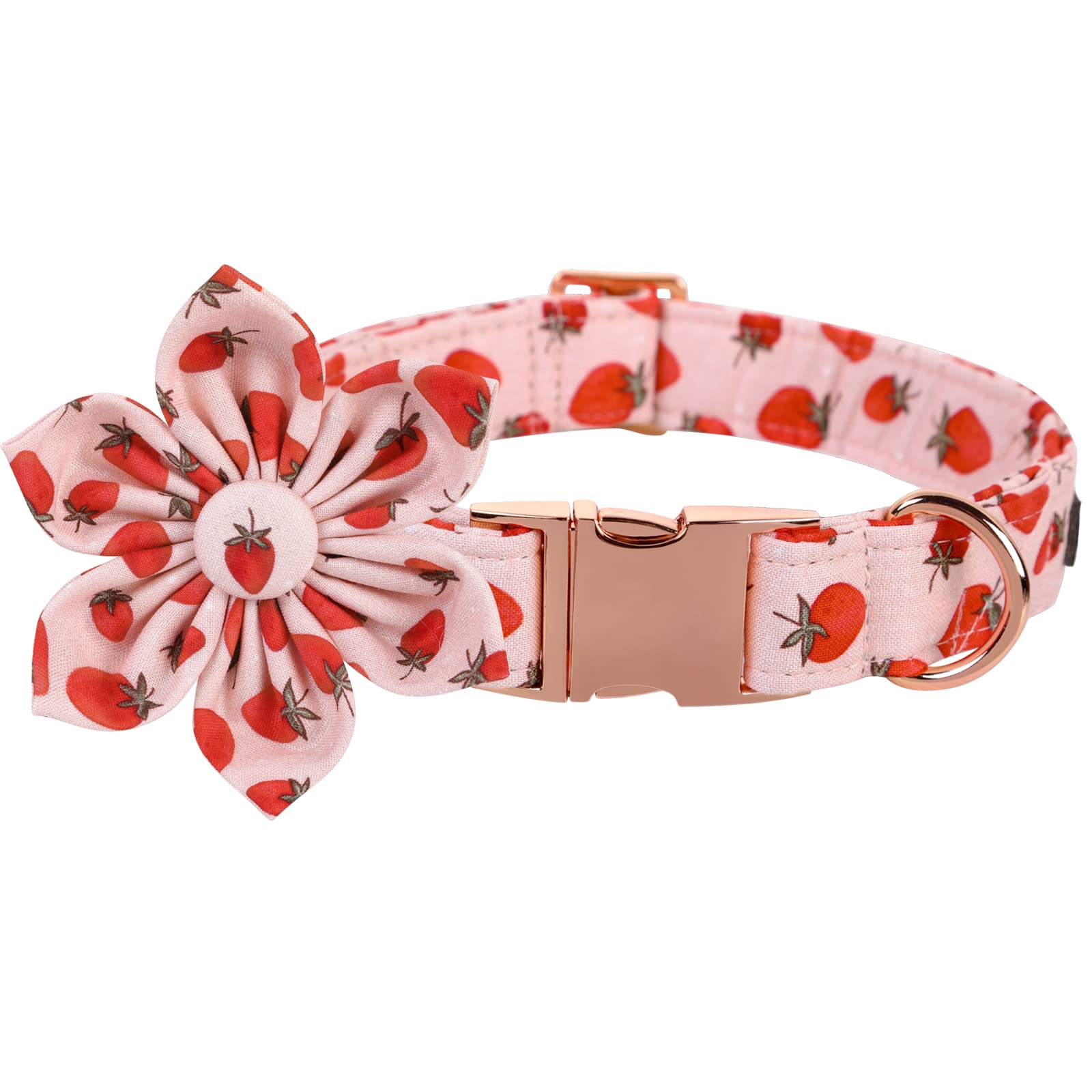 Lionet Paws Cotton Flower Dog Collar – Adjustable, Handmade with Removable Flower, Medium (13.5–22 in Neck)