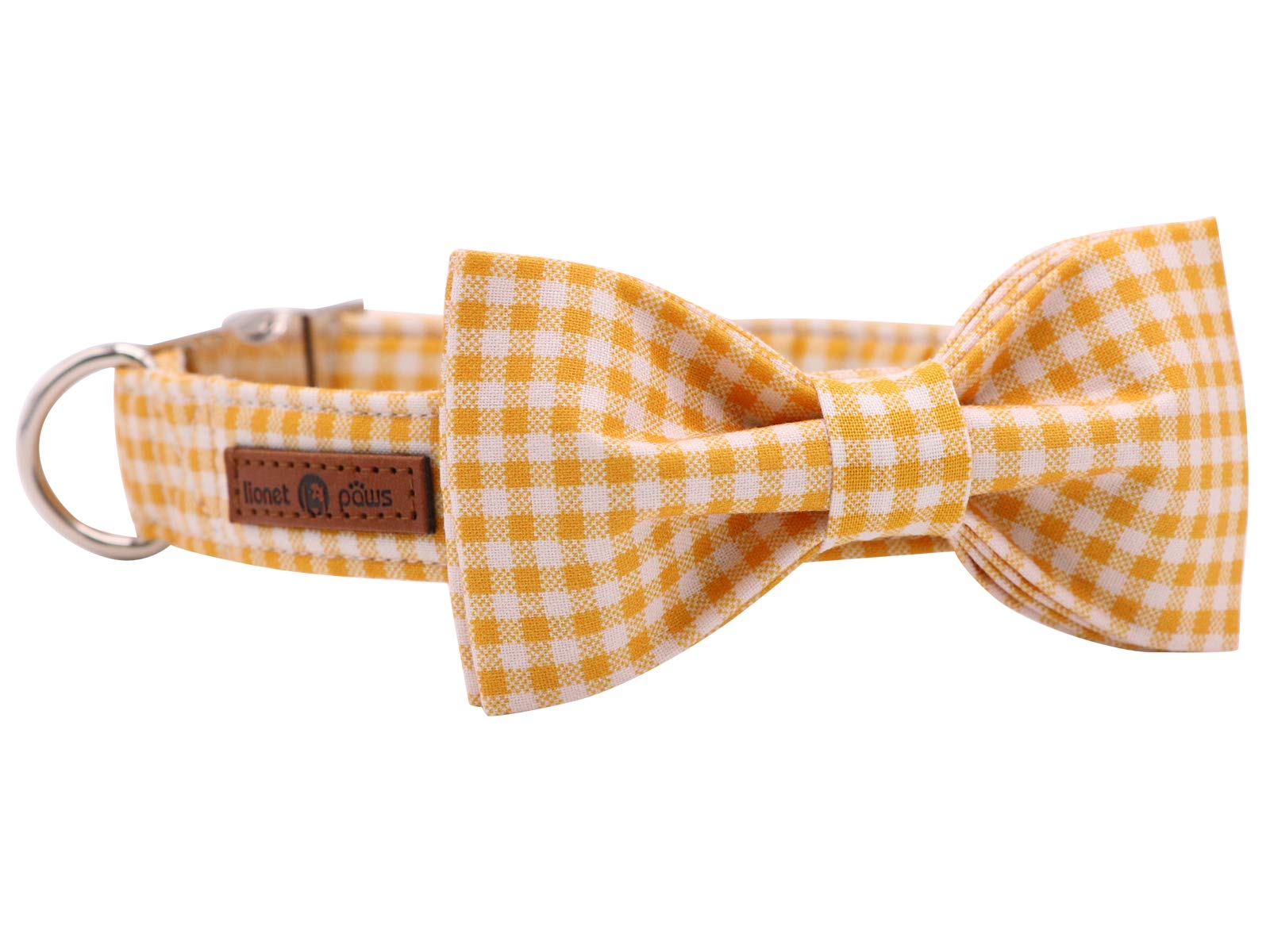 Lionet Paws Dog Collar with Bowtie for Large Dogs – Adjustable 16-24in, Cotton & Alloy Buckle