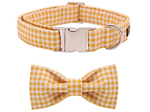Lionet Paws Dog Collar with Bowtie for Large Dogs – Adjustable 16-24in, Cotton & Alloy Buckle
