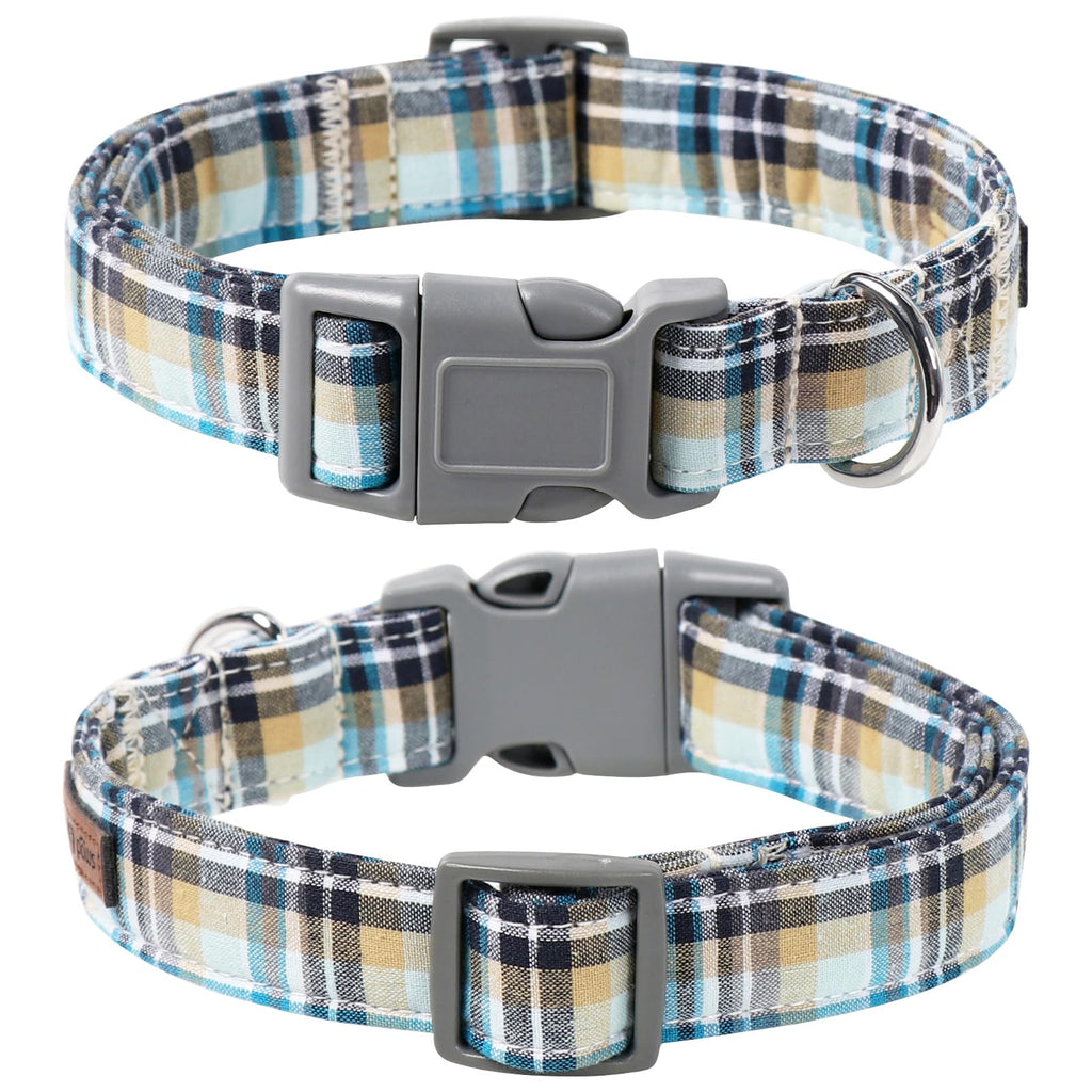Lionet Paws LightBlue XL Cotton Dog & Cat Collar with Handmade Double Bowtie