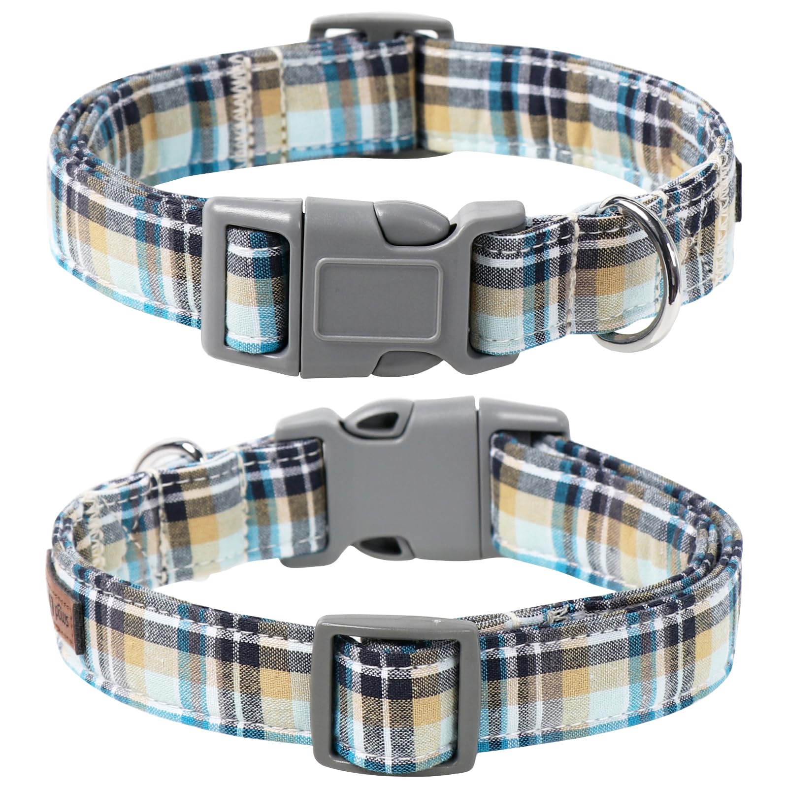 Lionet Paws LightBlue XL Cotton Dog & Cat Collar with Handmade Double Bowtie