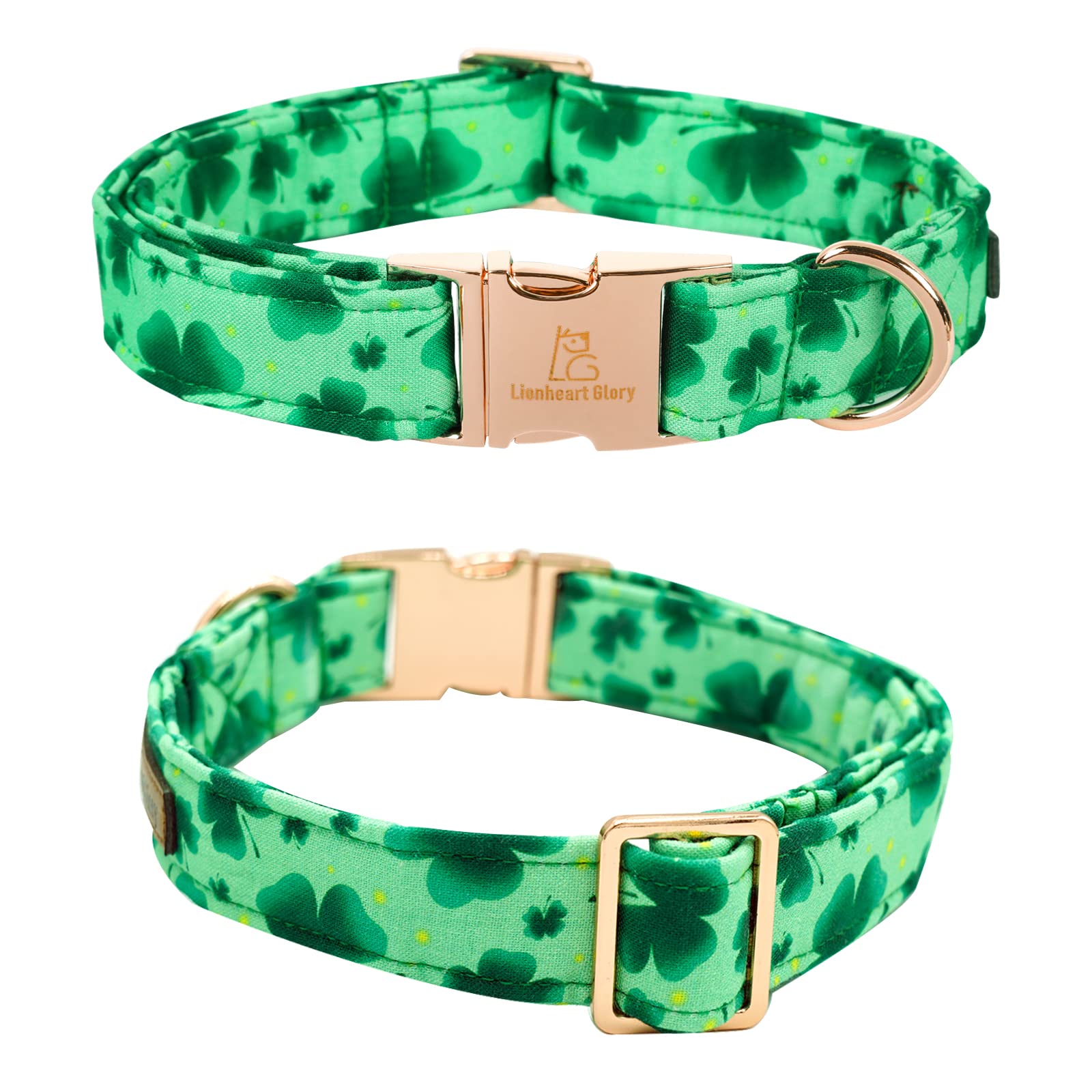 Lionheart glory Clover Dog Collar - Adjustable Cotton Collar with Handmade Bowtie for Medium Dogs