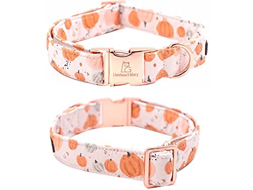 Lionheart glory Halloween Pumpkin Dog Collar with Bowtie – Adjustable Cotton Medium Dog Collar