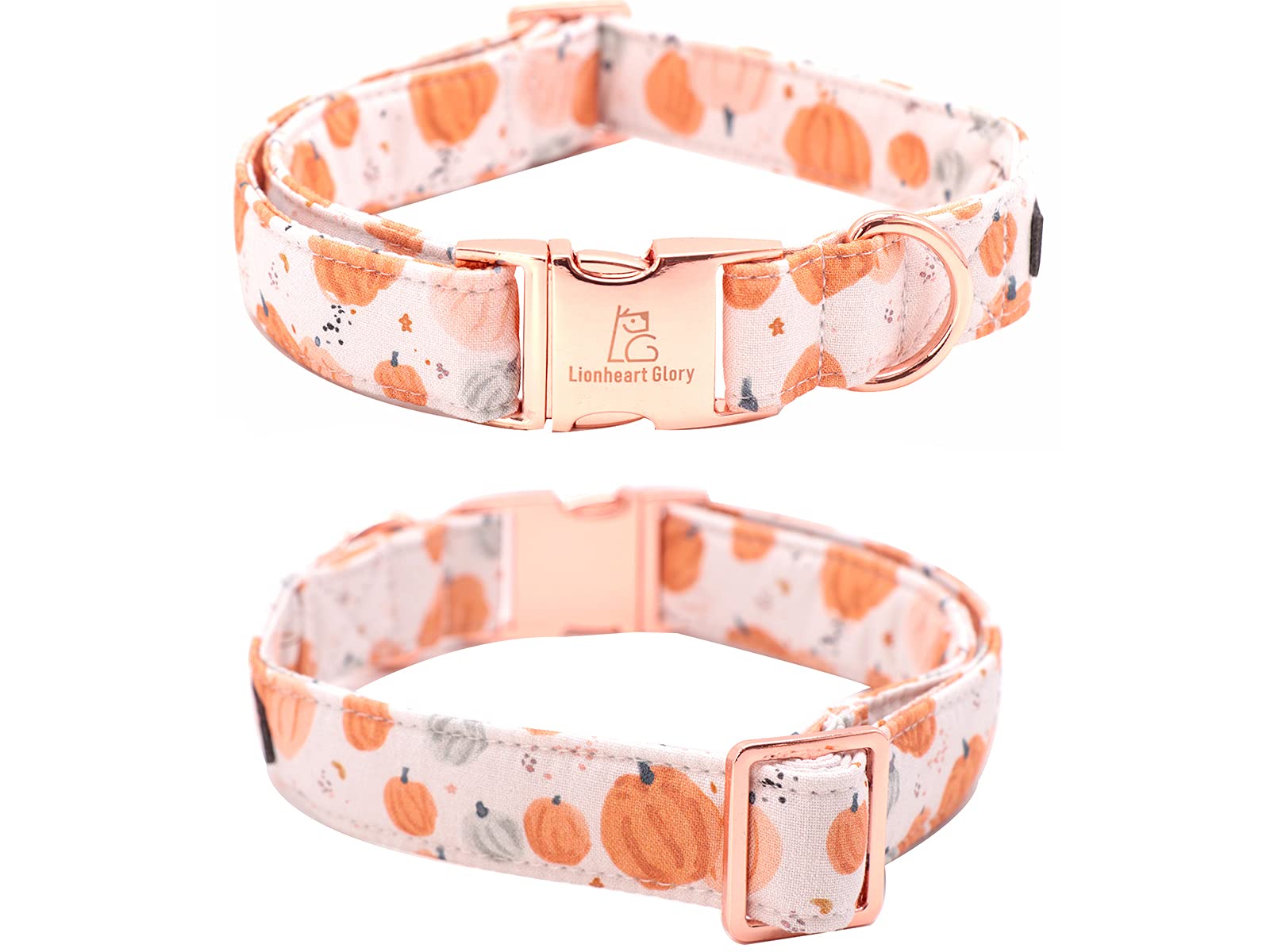Lionheart glory Halloween Pumpkin Dog Collar with Bowtie – Adjustable Cotton Medium Dog Collar
