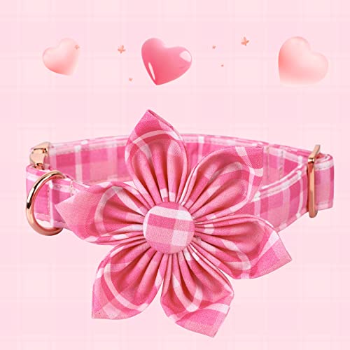 Lionheart Glory Pink Floral Dog Collar with Removable Flower - Adjustable XL for Large Dogs