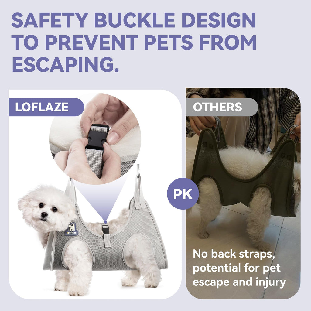 Loflaze Dog Grooming Hammock Harness - Purple XS for Small Pets up to 20lb with Nail Clipper Kit