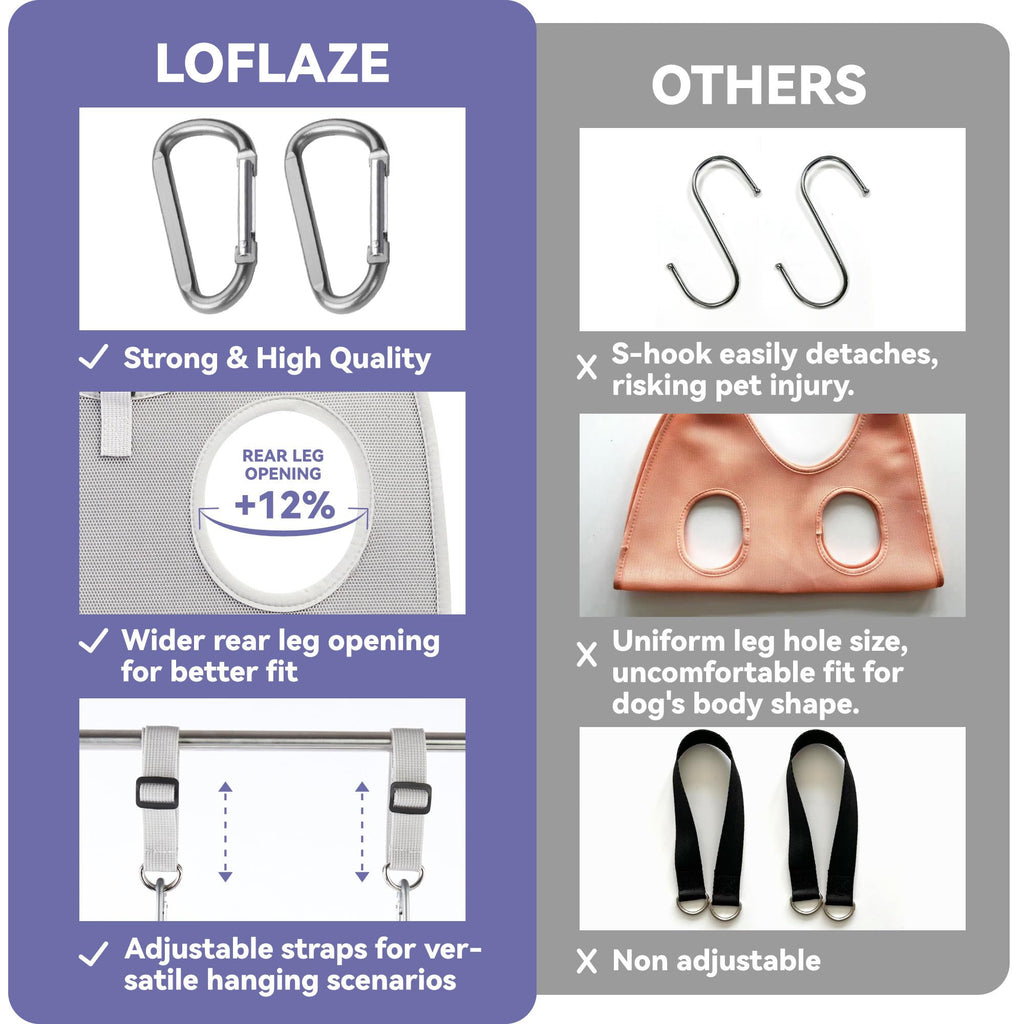 Loflaze Dog Grooming Hammock Harness - Purple XS for Small Pets up to 20lb with Nail Clipper Kit