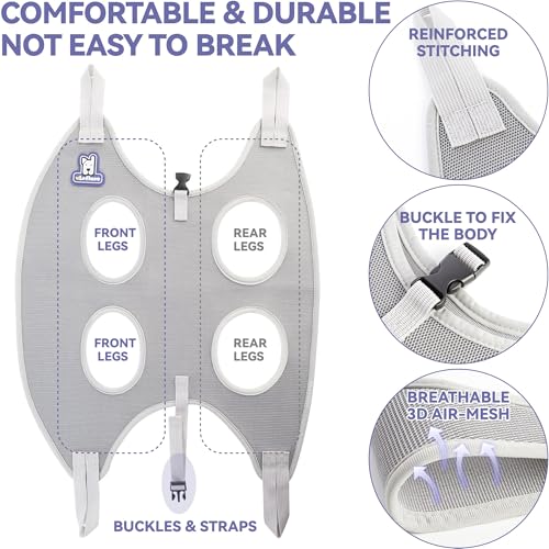 Loflaze Dog Grooming Hammock Harness for Pets with Nail Clipper - Grey XS