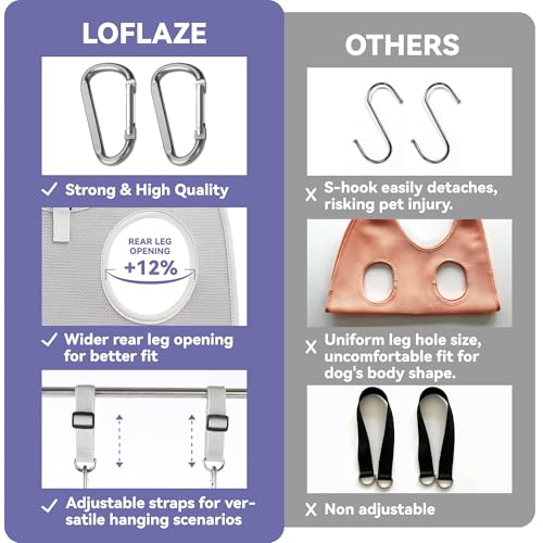 Loflaze Dog Grooming Hammock Harness for Pets with Nail Clipper - Grey XS