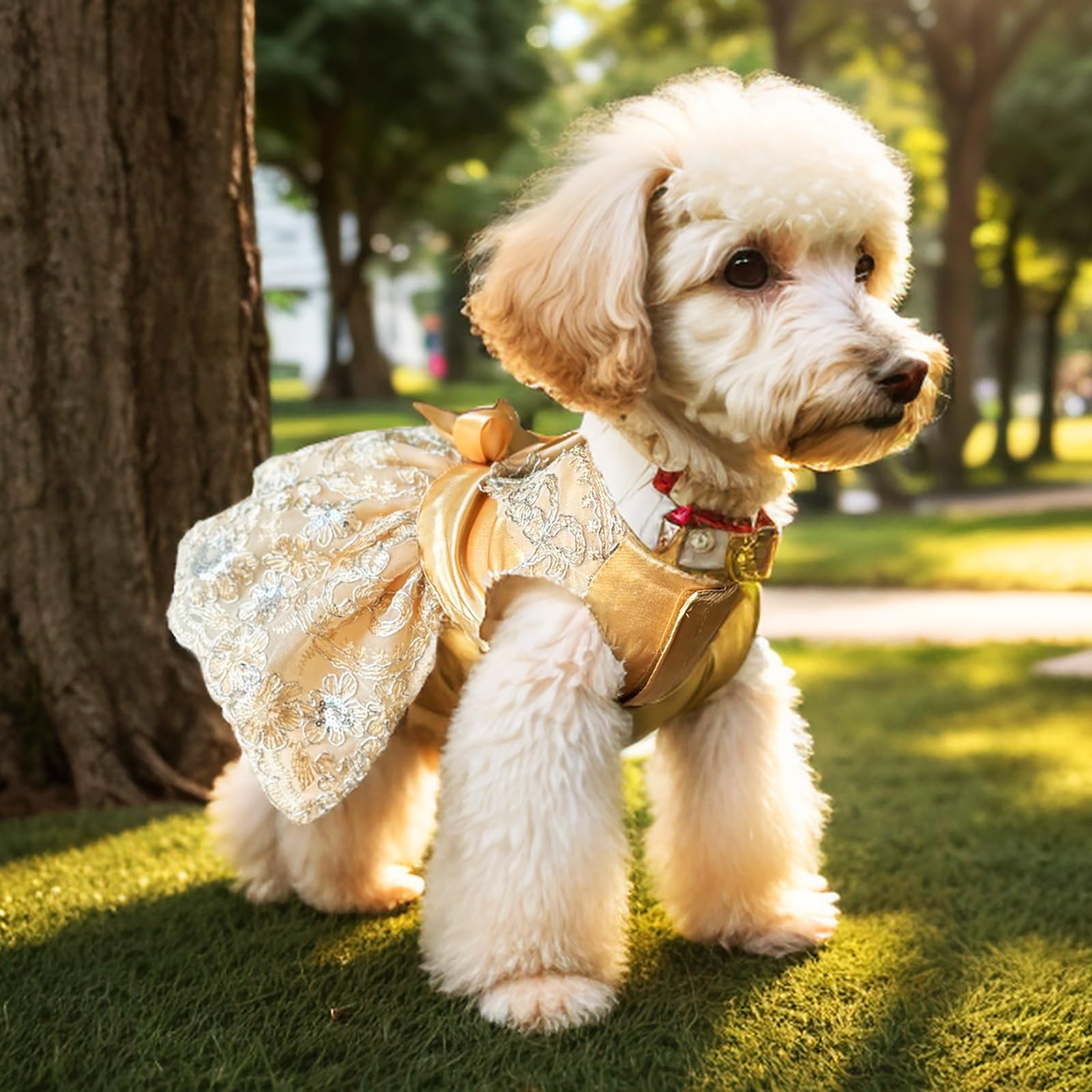Lolita Princess Dress for Small Dogs – Embroidered Mesh Tulle Party & Wedding Outfit