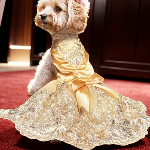 Lolita Princess Dress for Small Dogs – Embroidered Mesh Tulle Party & Wedding Outfit