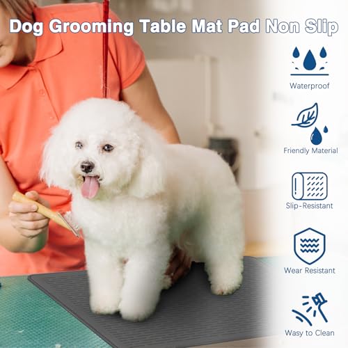 Lonepetu Non-Slip Dog Grooming Table Mat – 28 x 19.7 Inch Silicone Pad for Grooming, Feeding, and Bathing (Black)