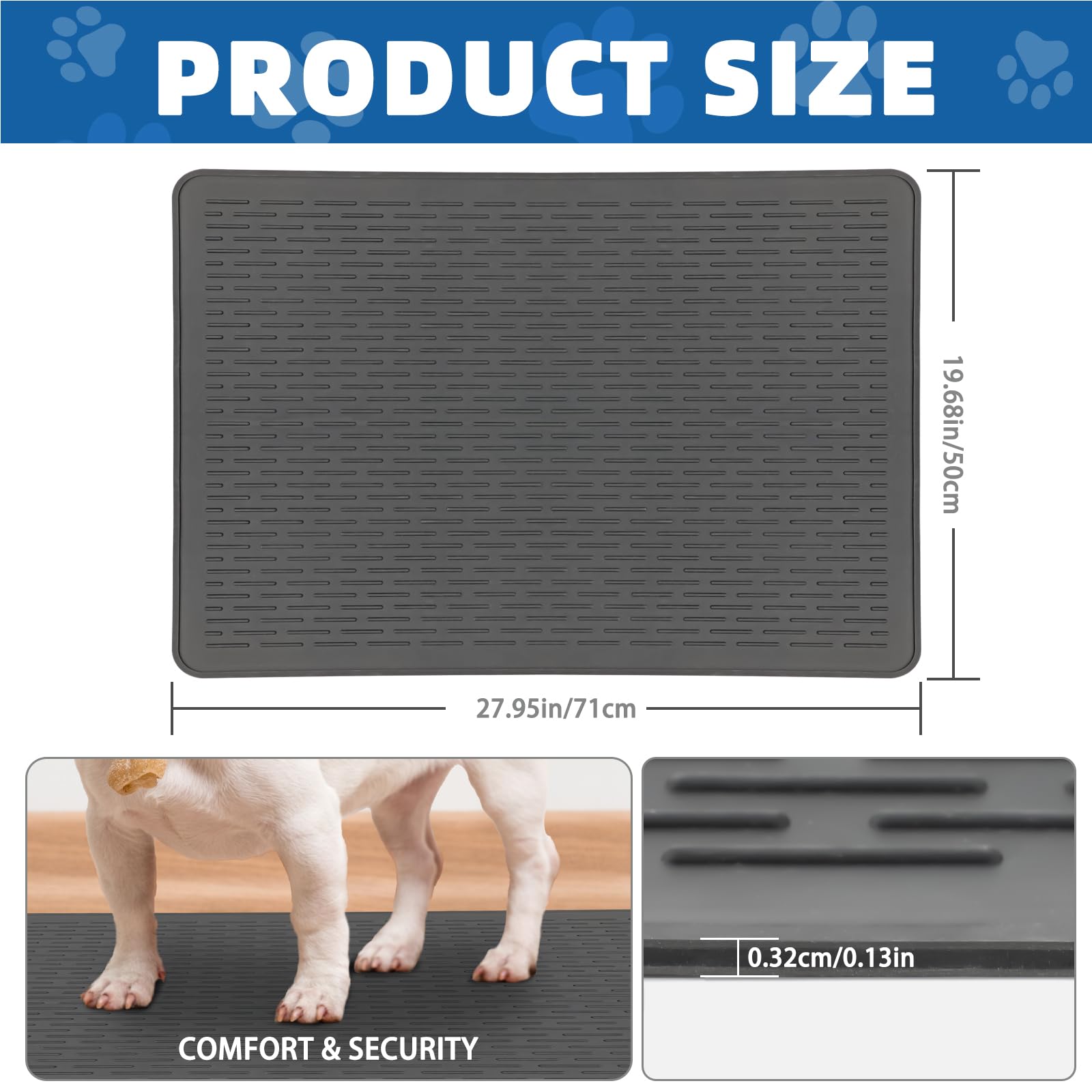Lonepetu Non-Slip Dog Grooming Table Mat – 28 x 19.7 Inch Silicone Pad for Grooming, Feeding, and Bathing (Black)