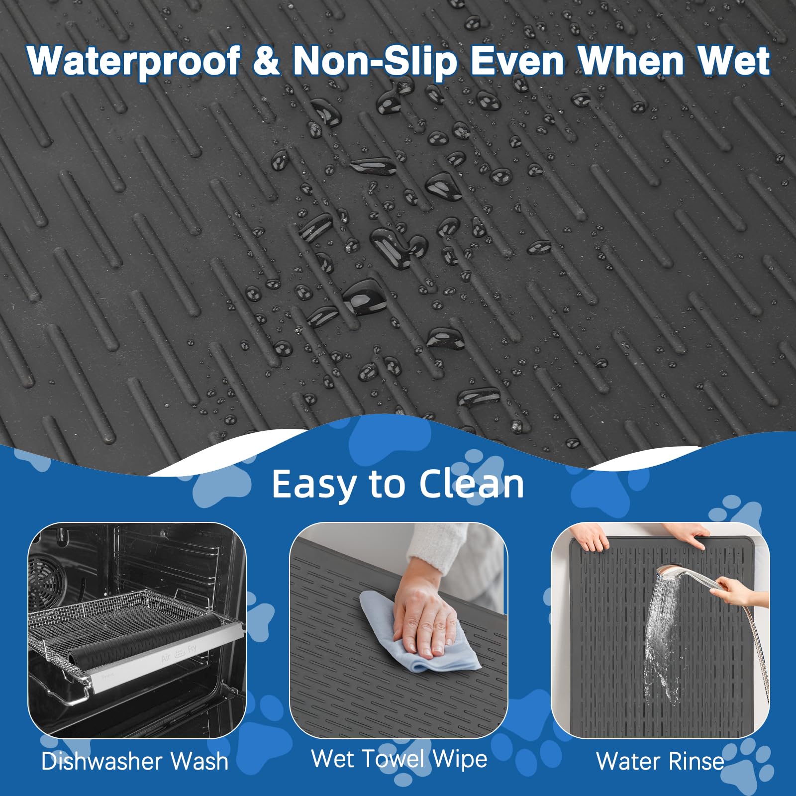 Lonepetu Non-Slip Dog Grooming Table Mat – 28 x 19.7 Inch Silicone Pad for Grooming, Feeding, and Bathing (Black)