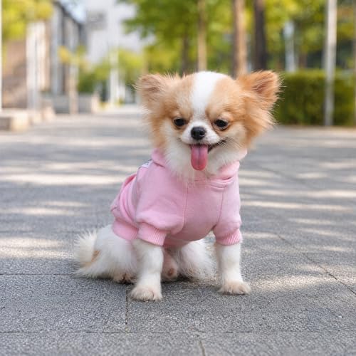 LOPHIPETS Dog Cotton Hoodie for Small Dogs - Pink/S - Pullover Sweatshirt for Chihuahua & Yorkie
