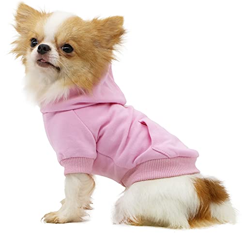 LOPHIPETS Dog Cotton Hoodie for Small Dogs - Pink/S - Pullover Sweatshirt for Chihuahua & Yorkie