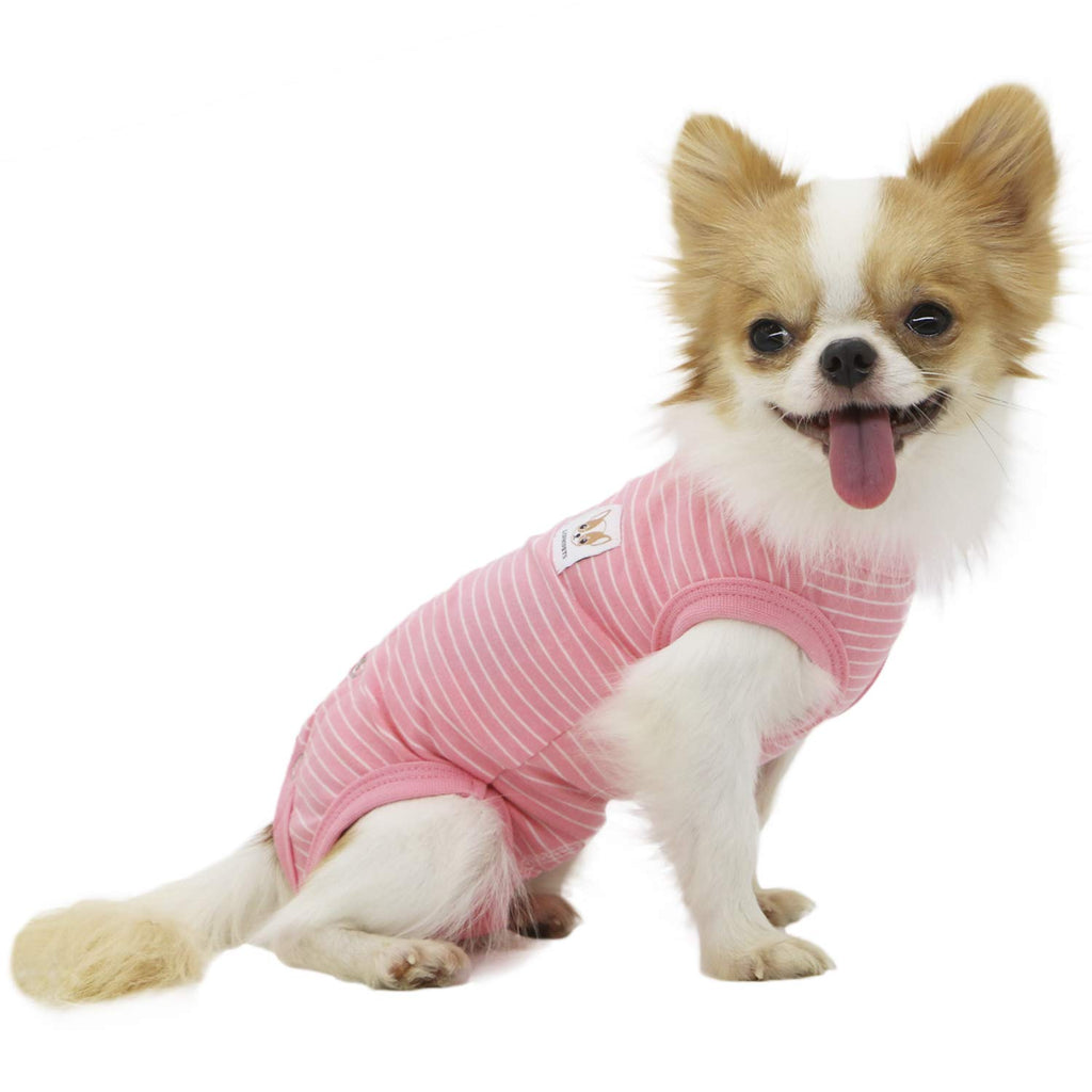LOPHIPETS Girl Dog Shirt Pajamas for Small Breeds (4.5-6.5 lbs) - Pink Stripe Medium