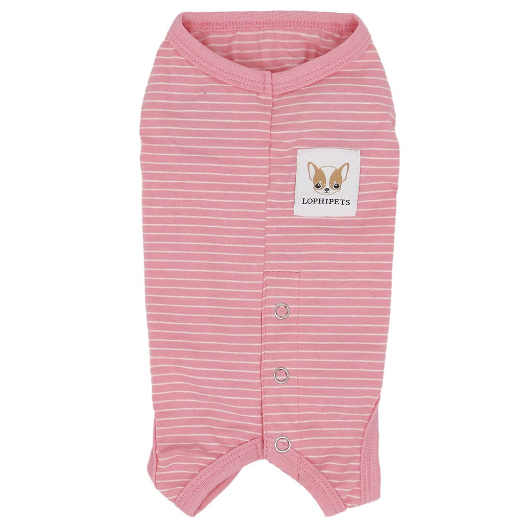 LOPHIPETS Girl Dog Shirt Pajamas for Small Breeds (4.5-6.5 lbs) - Pink Stripe Medium