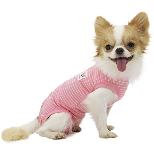 LOPHIPETS Girl Dog Shirt Pajamas for Small Breeds (4.5-6.5 lbs) - Pink Stripe Medium