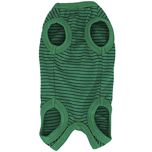 LOPHIPETS Green Stripe Dog Shirt Pajamas for Tiny Female Puppies (XS, 1.2-2.2 lbs)