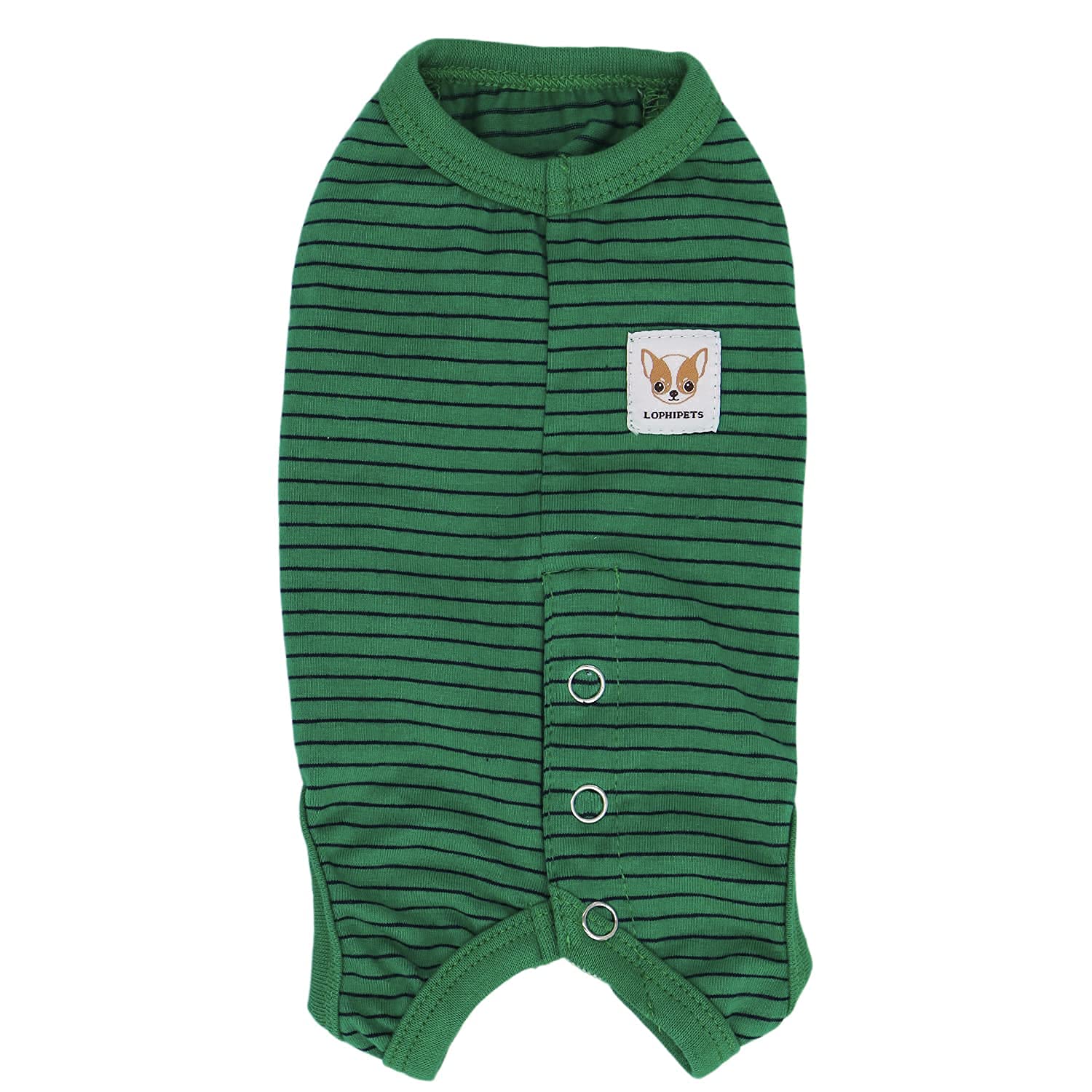 LOPHIPETS Green Stripe Dog Shirt Pajamas for Tiny Female Puppies (XS, 1.2-2.2 lbs)