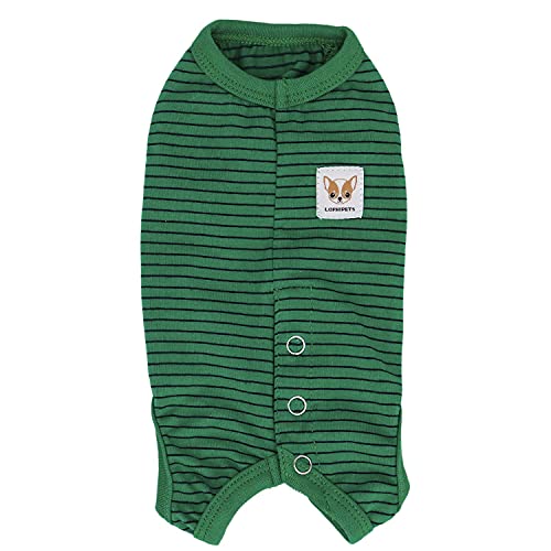 LOPHIPETS Green Stripe Dog Shirt Pajamas for Tiny Female Puppies (XS, 1.2-2.2 lbs)