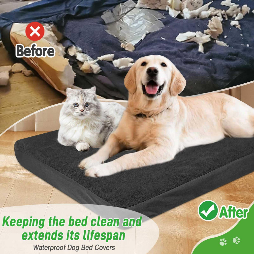 LotuFlor Waterproof Dog Bed Covers 2-Pack – 42x28 Inch Washable Fleece Sheet for Crate Beds