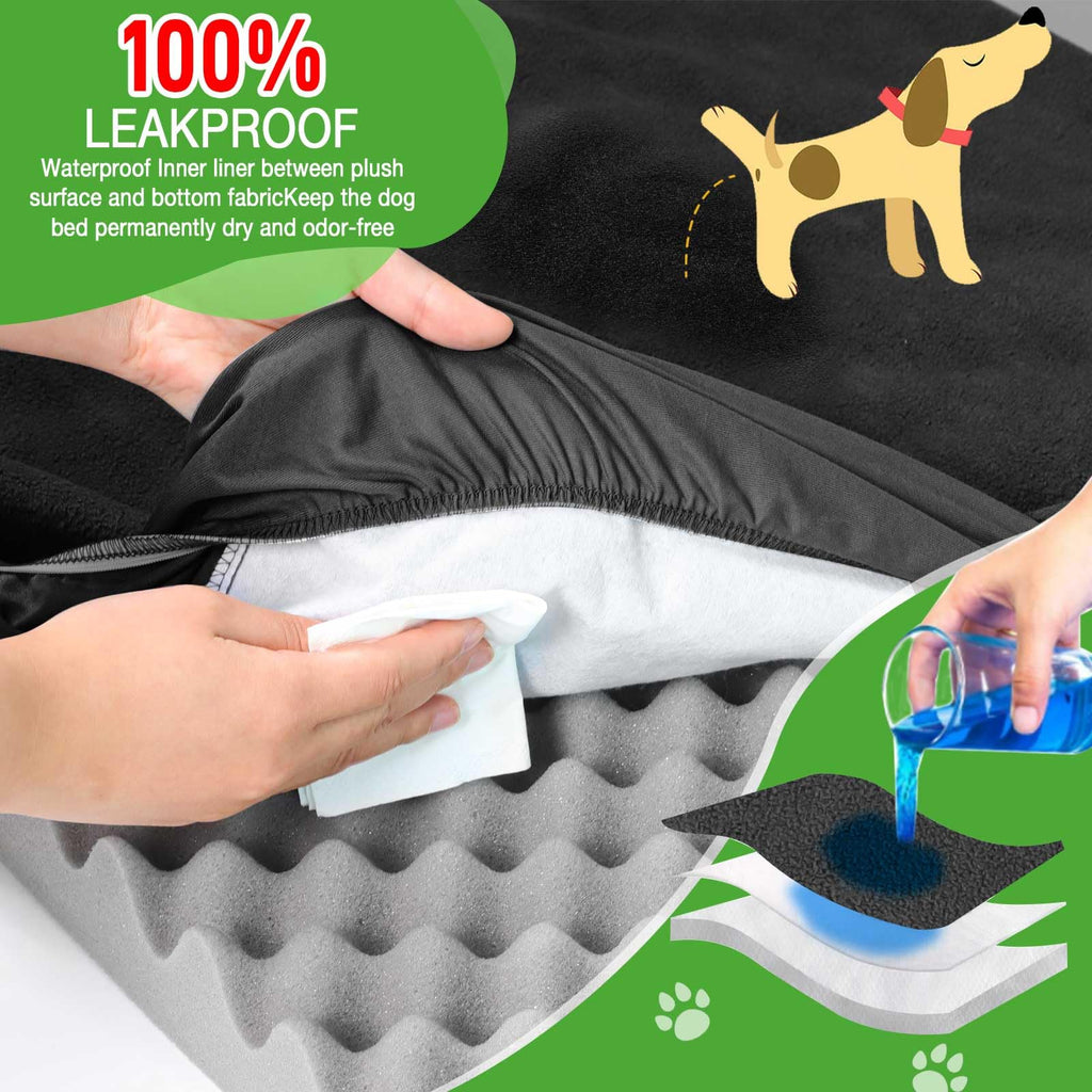 LotuFlor Waterproof Dog Bed Covers 2-Pack – 42x28 Inch Washable Fleece Sheet for Crate Beds
