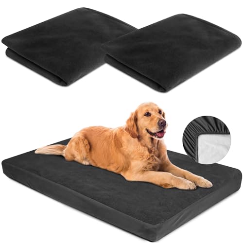 LotuFlor Waterproof Dog Bed Covers 2-Pack – 42x28 Inch Washable Fleece Sheet for Crate Beds