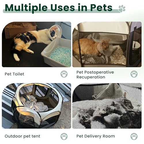 Love's cabin Small Pet Playpen, Grey - Portable Pop Up Dog Tent with Removable Top and Carrying Case