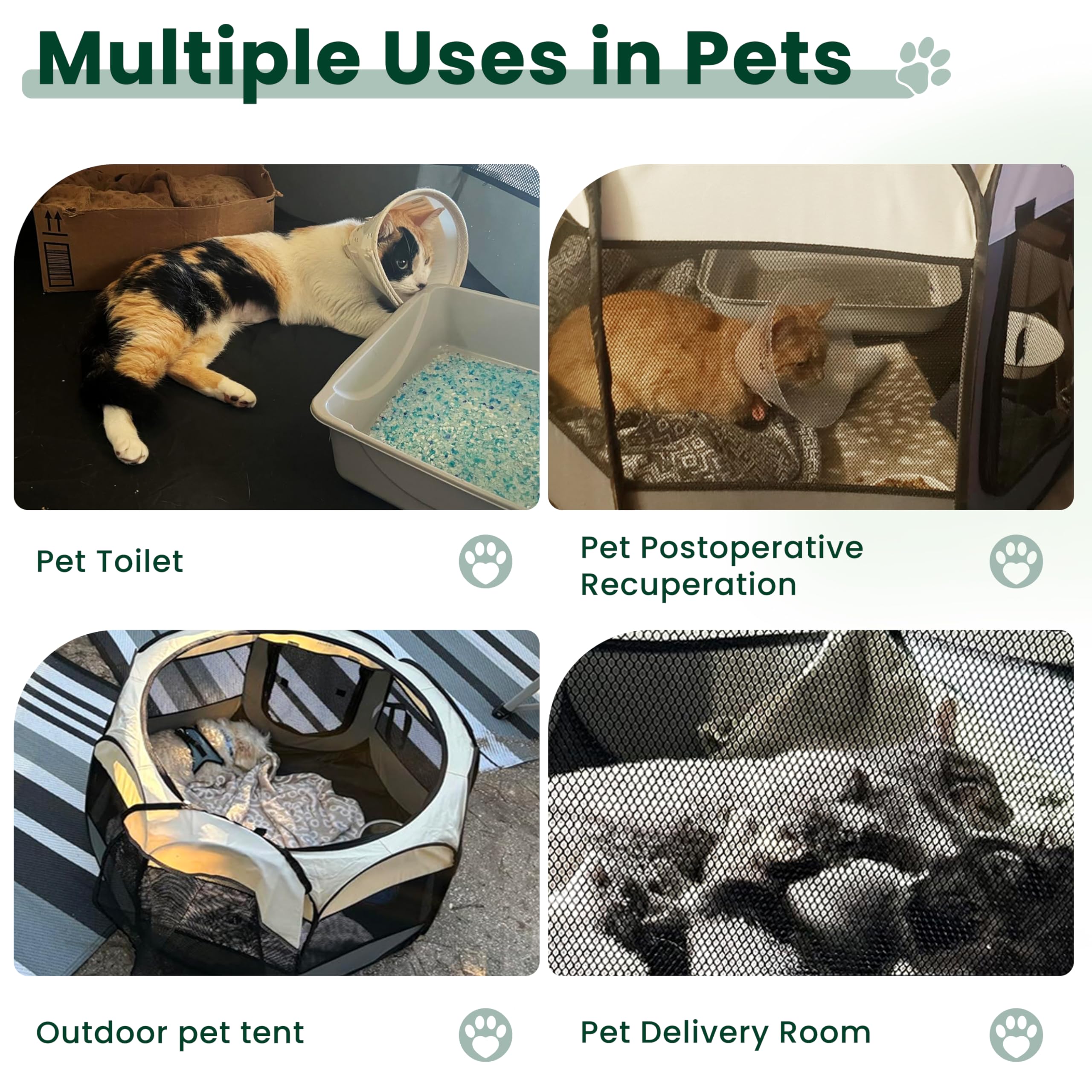 Love's cabin Small Pet Playpen, Grey - Portable Pop Up Dog Tent with Removable Top and Carrying Case