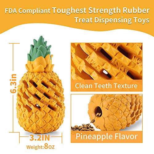 LPHSNR Pineapple Dog Toy for Large Dogs – Natural Rubber Chew Toy, Treat Dispensing, Interactive Puzzle for Medium Dogs